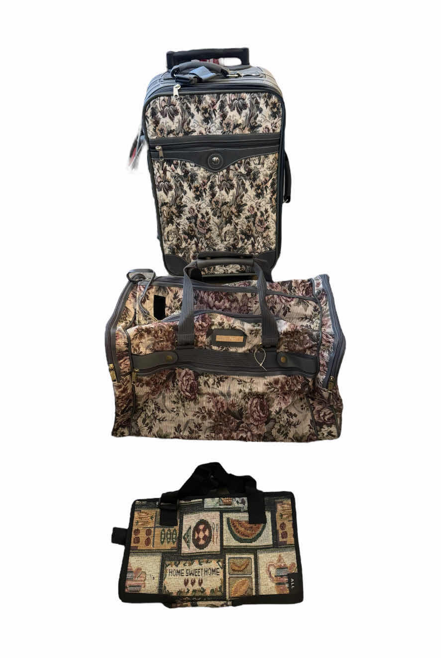 Photo 1 of 3- TRAVEL BAGS, TRAVEL CARRY- ON BAG, DUFFLE BAG, TWO WHEELED CARRY-ON SUITCASE
7” X 14” X H23”