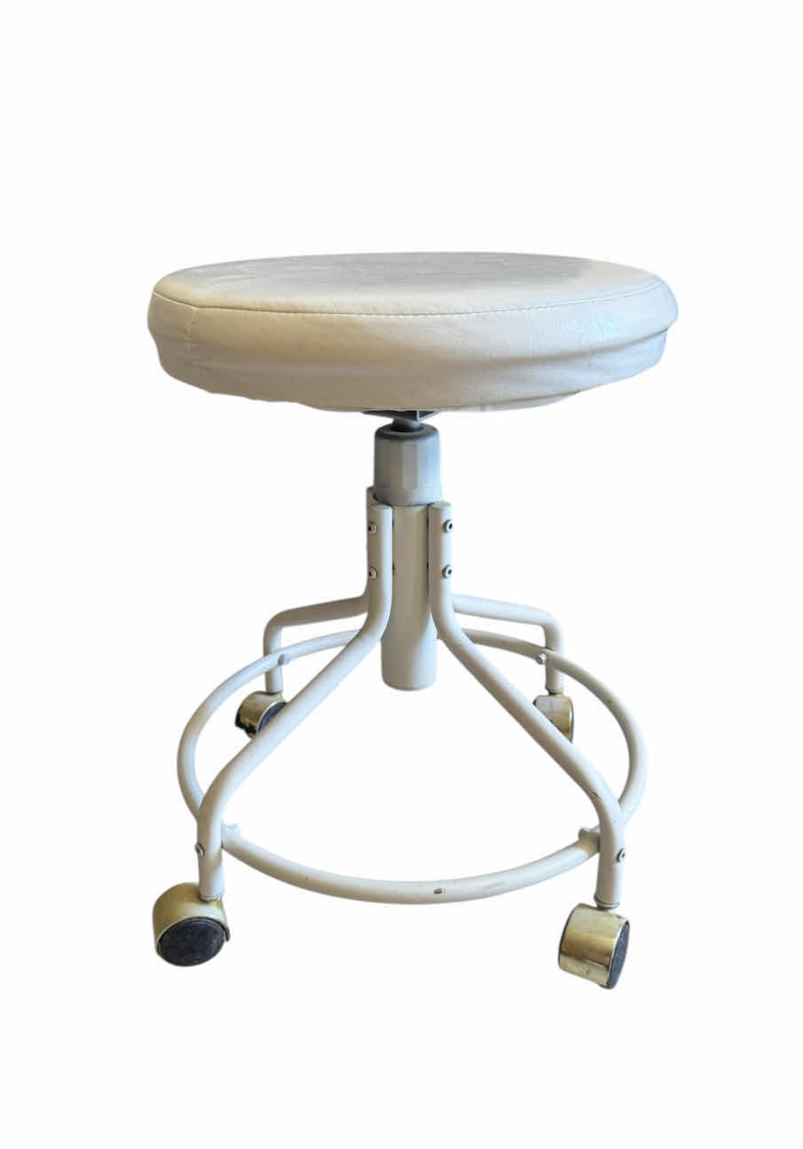 Photo 1 of WHITE METAL ROLLING STOOL