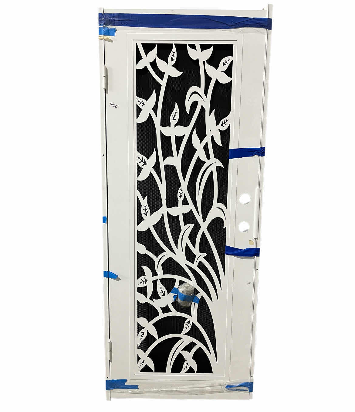 Photo 1 of UNIQUE HOME DESIGNS YALE WHITE FINISH BLACK PERFORATED METAL SCREEN RIGHT HAND OUTSWING PREMIUM STEEL SECURITY DOOR 36” X 80