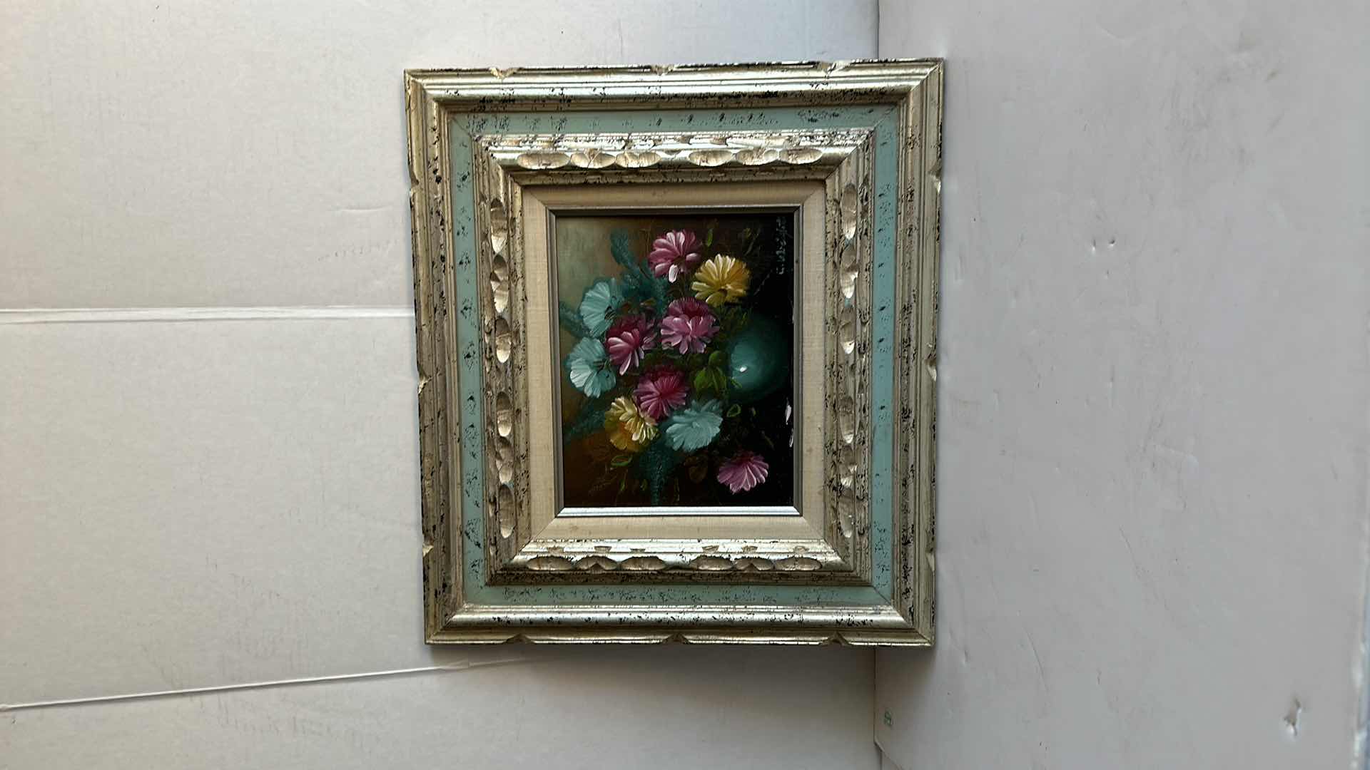 Photo 1 of FRAMED ARTWORK FLORAL SCENE 19”X 17”