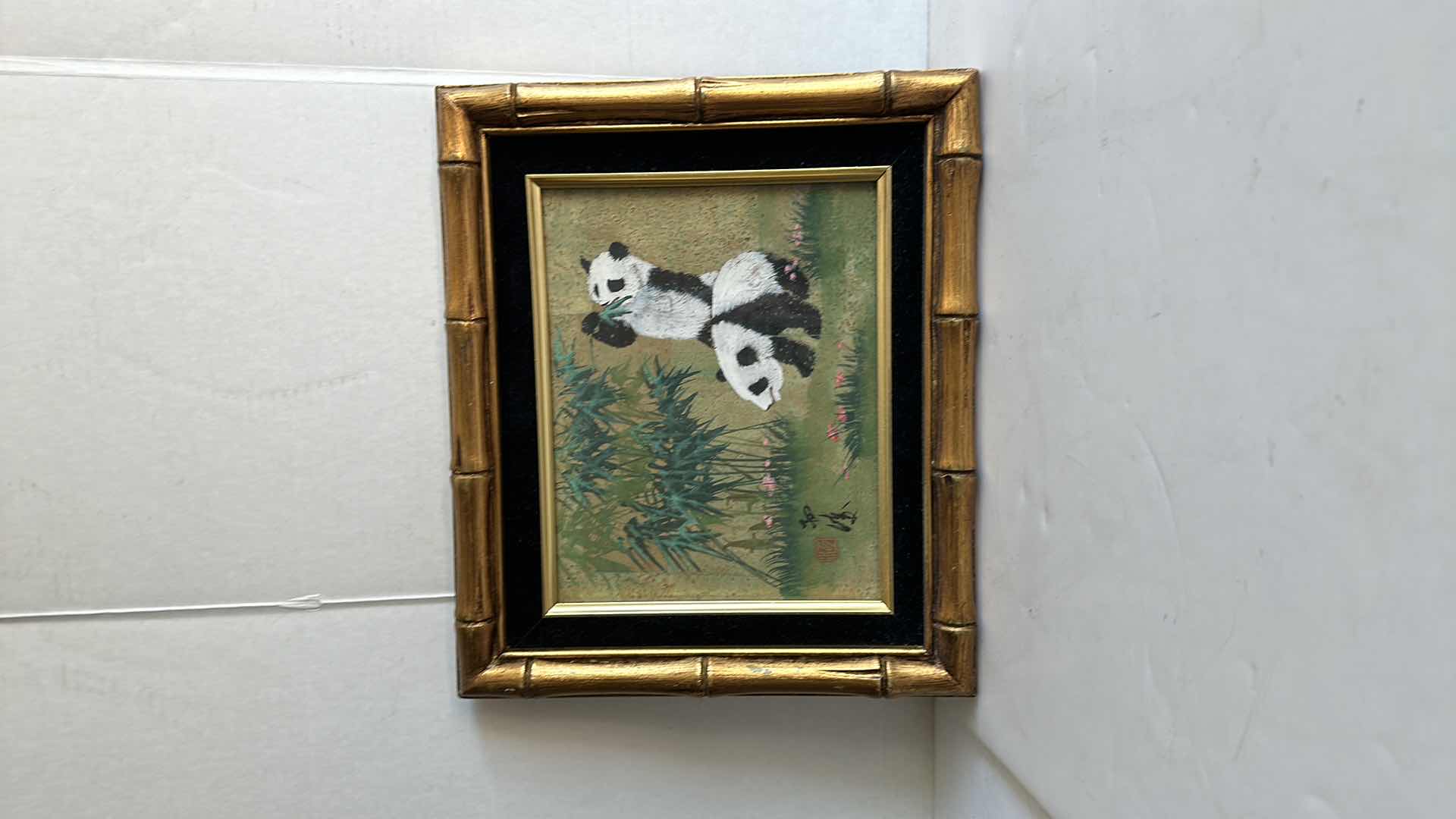 Photo 3 of FRAMED ARTWORK PANDAS AND BIRD 14” X 12” TWO PIECES