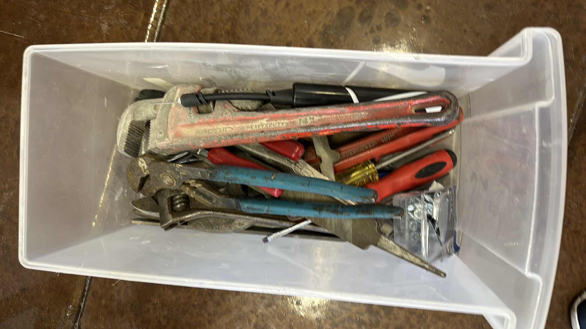 Photo 2 of BOX OF TOOLS,WRENCHS,PLIERS,SCREWDRIVERS VARIOUS TOOLS