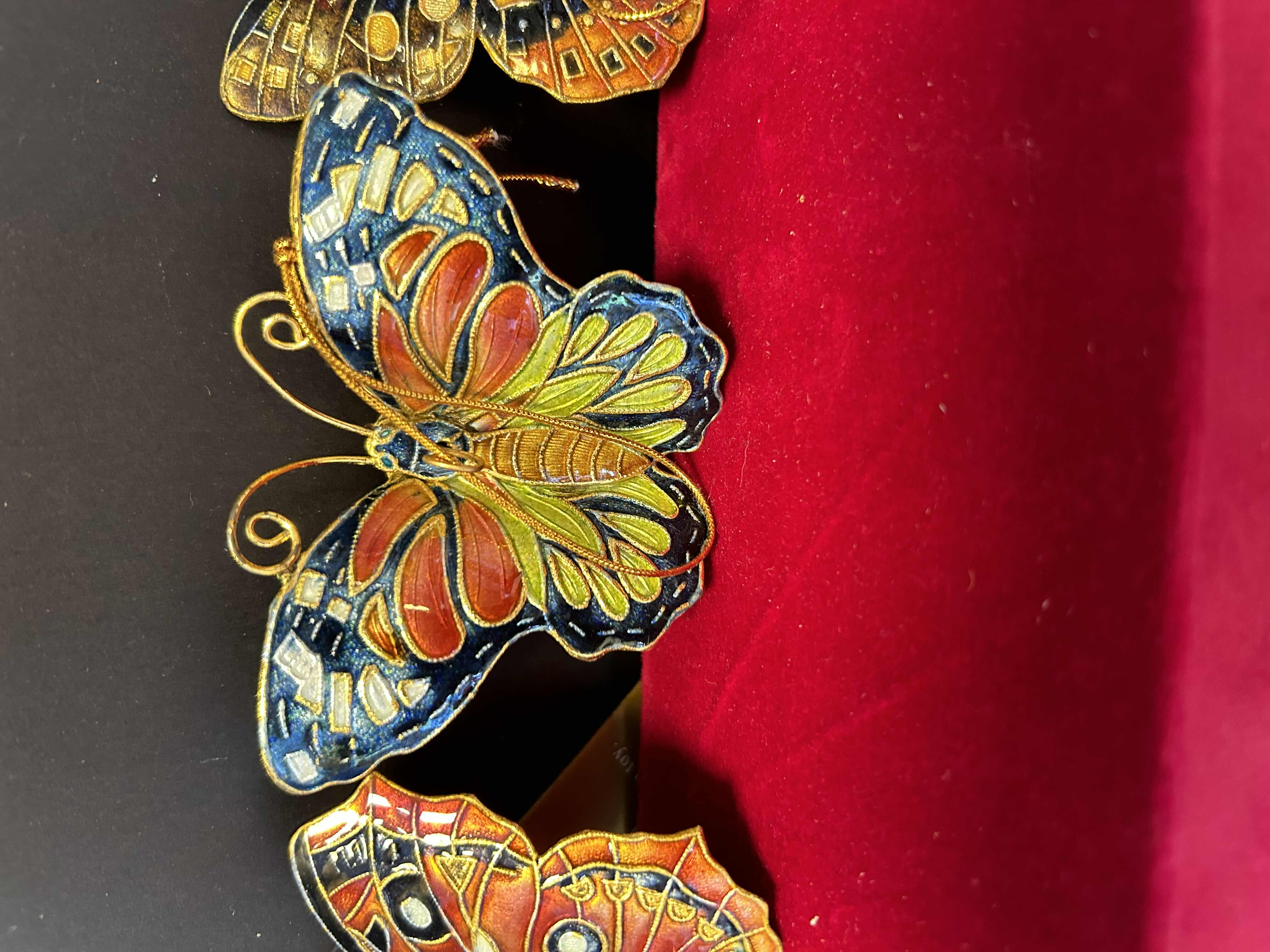 Photo 5 of 3-CLOISONNÉ BUTTERFLY ORNAMENTS