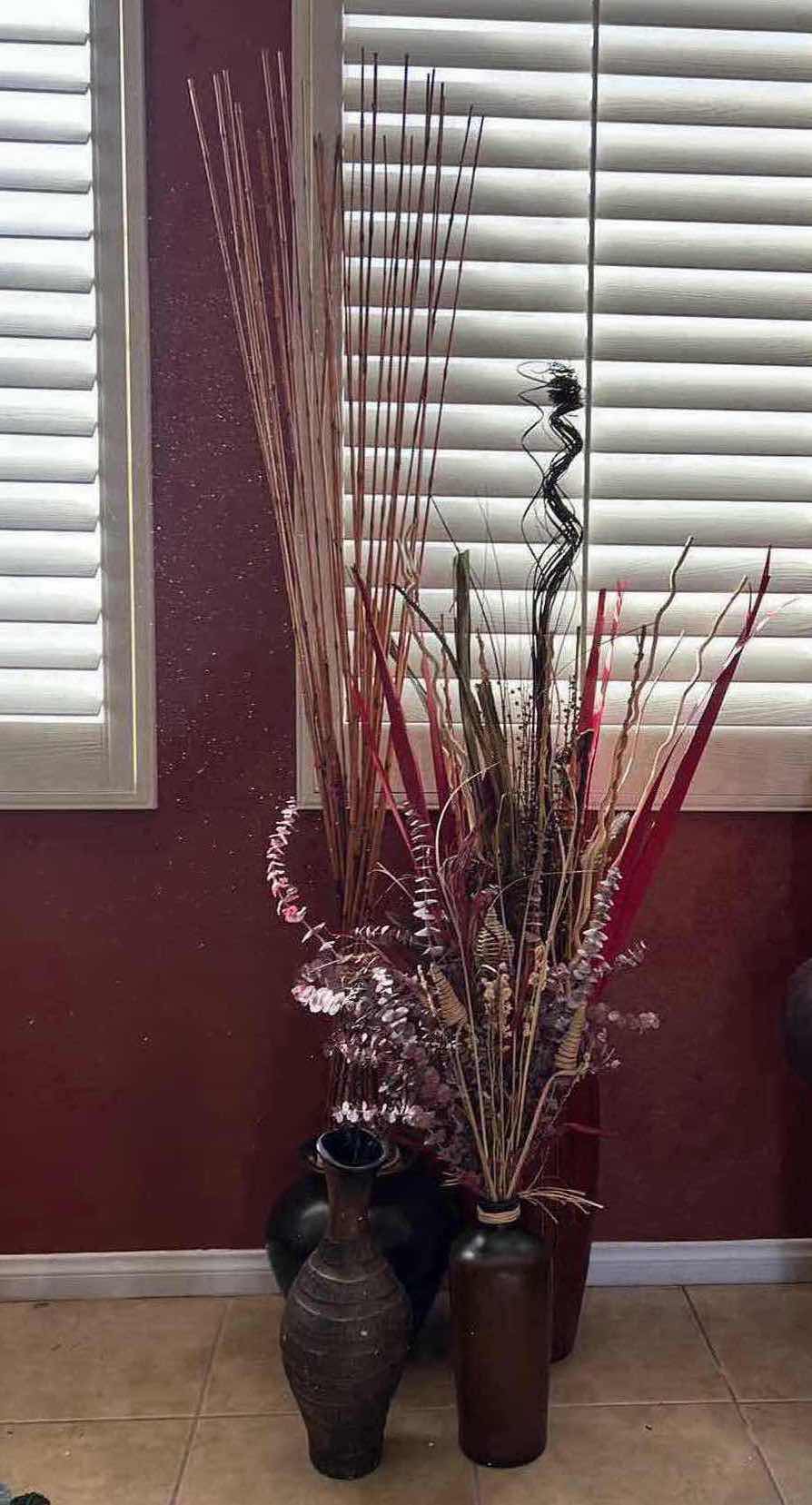 Photo 1 of 4-FAUX DRIED ARRANGEMENTS IN CERAMIC VASES (TALLEST H72")