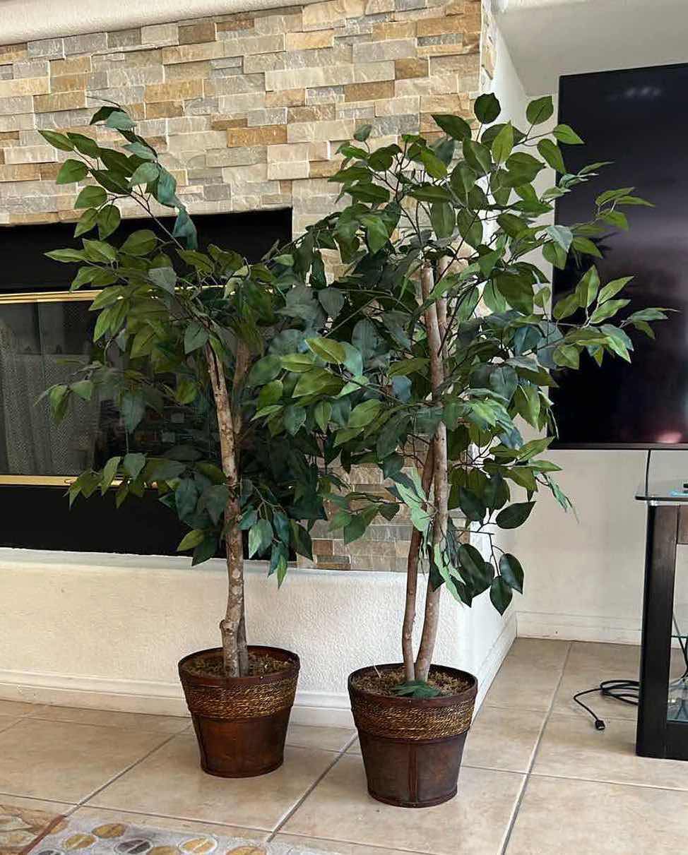 Photo 1 of 2-4' FAUX FICUS TREES IN POTTED BASKETS