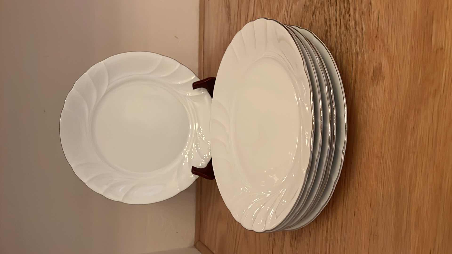 Photo 1 of 6-MIKASA FINE CHINA "WEDDING BAND" DINNER PLATES