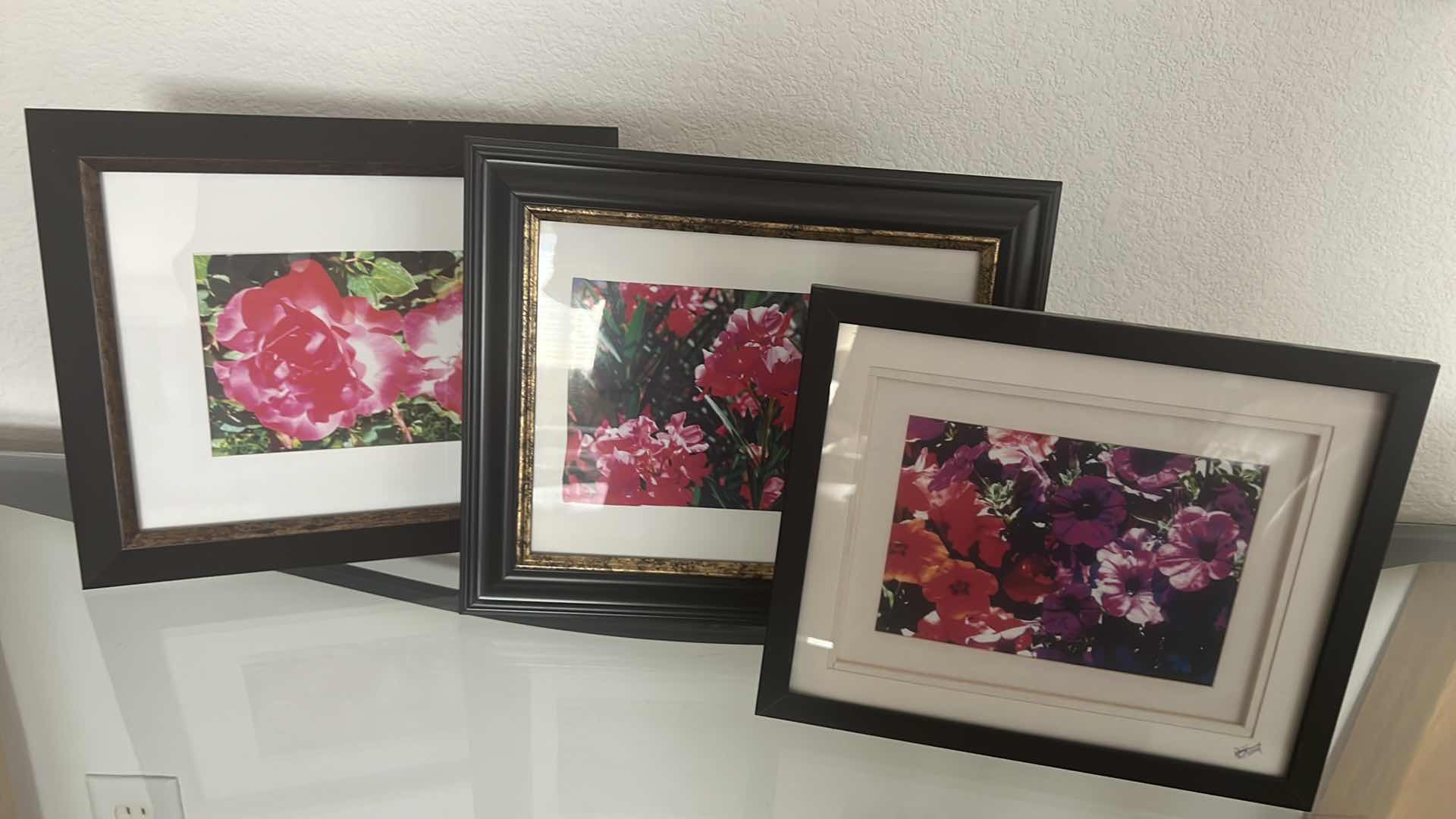 Photo 1 of 3-FRAMED FLORAL PRINTS SIGNED 12" x 10"