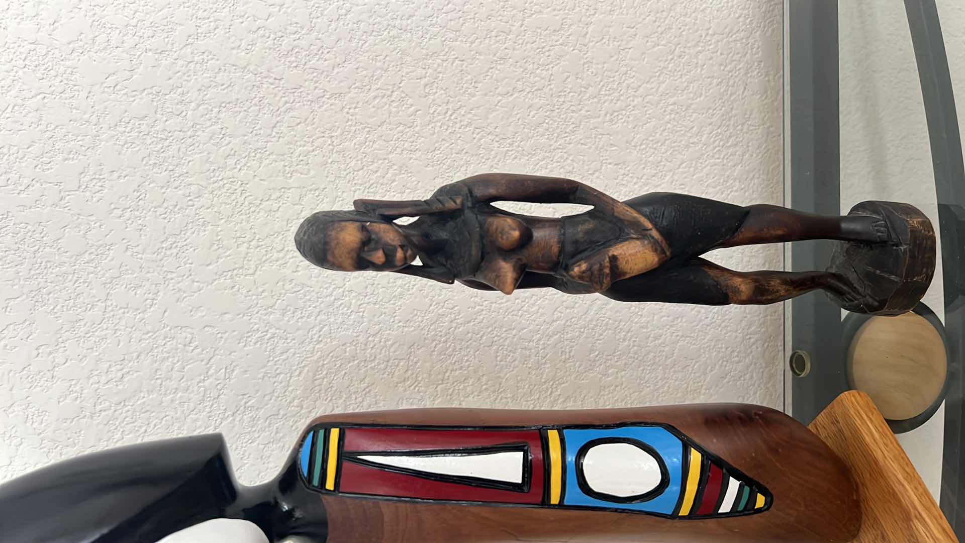 Photo 4 of 3-COLLECTIBLE WOOD AFRICAN FIGURINES (TALLEST H17")