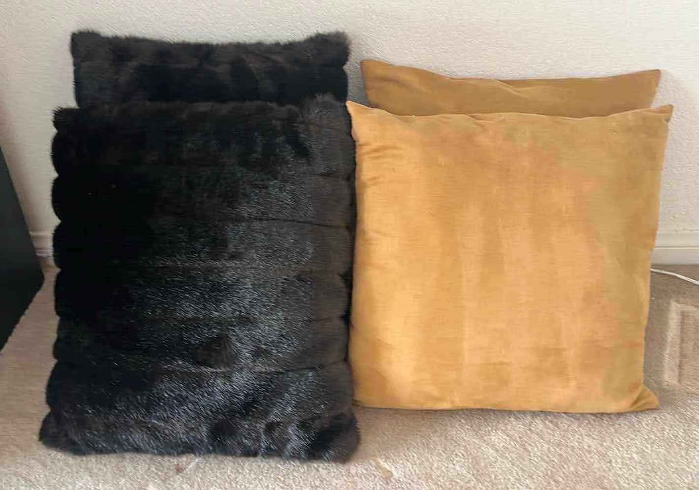 Photo 1 of 4-DECORATIVE PILLOWS (BLACK FUR, TAN SUEDE)