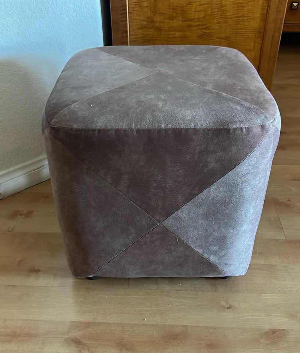 Photo 1 of BROWN SUEDE FOOT STOOL 19" x 19" H18"