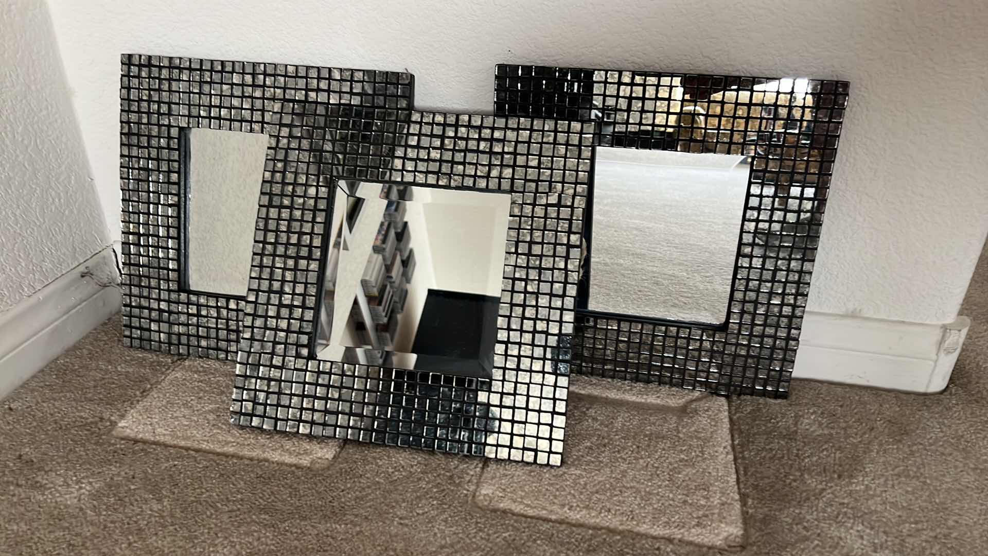 Photo 1 of 3-TILED FRAMED MIRRORS 12" x 12"