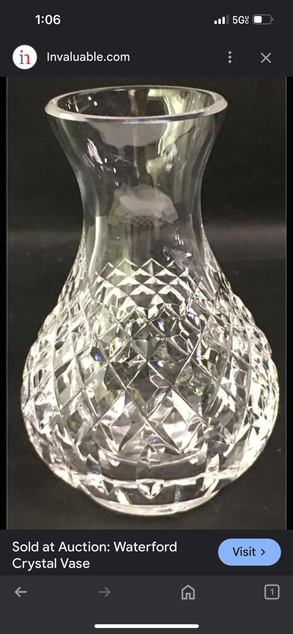 Photo 1 of 5” VINTAGE WATERFORD CRYSTAL SMALL CARAFE. 