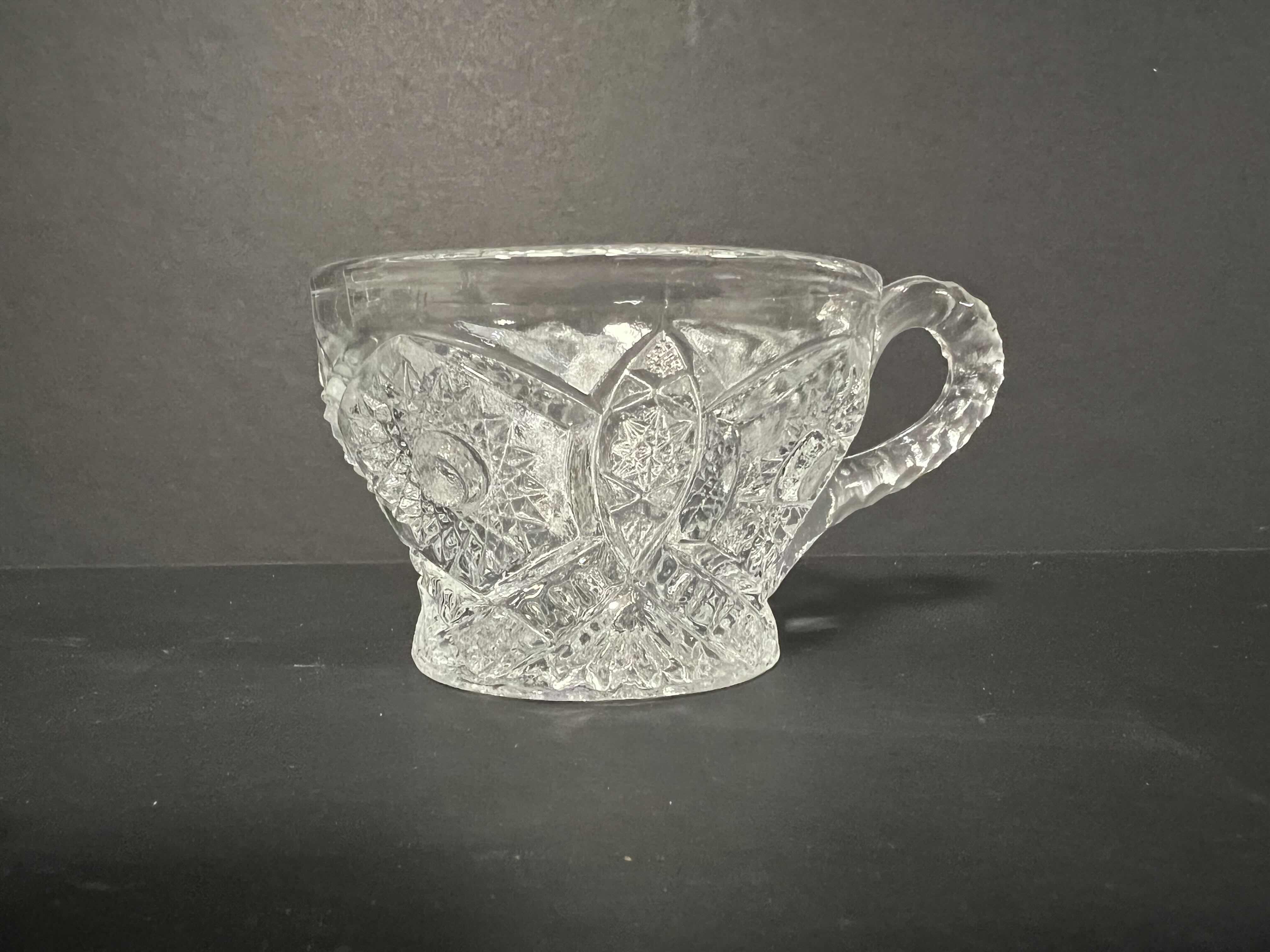 Photo 2 of 6 VINTAGE CRYSTAL CUT TEA CUPS.