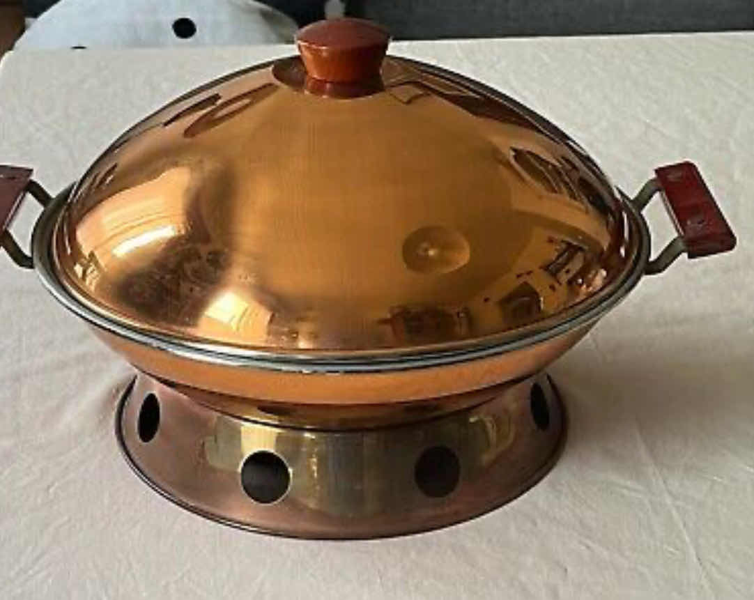 Photo 2 of NIB 4 PIECE SOLID COPPER WOK SET. COPPER/NICKEL LINING.