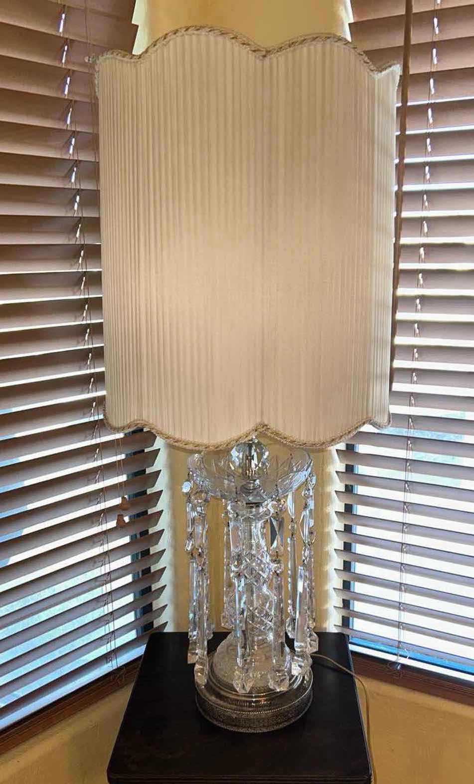 Photo 1 of GLASS DROPS TABLE LAMP W SHADE H 39”