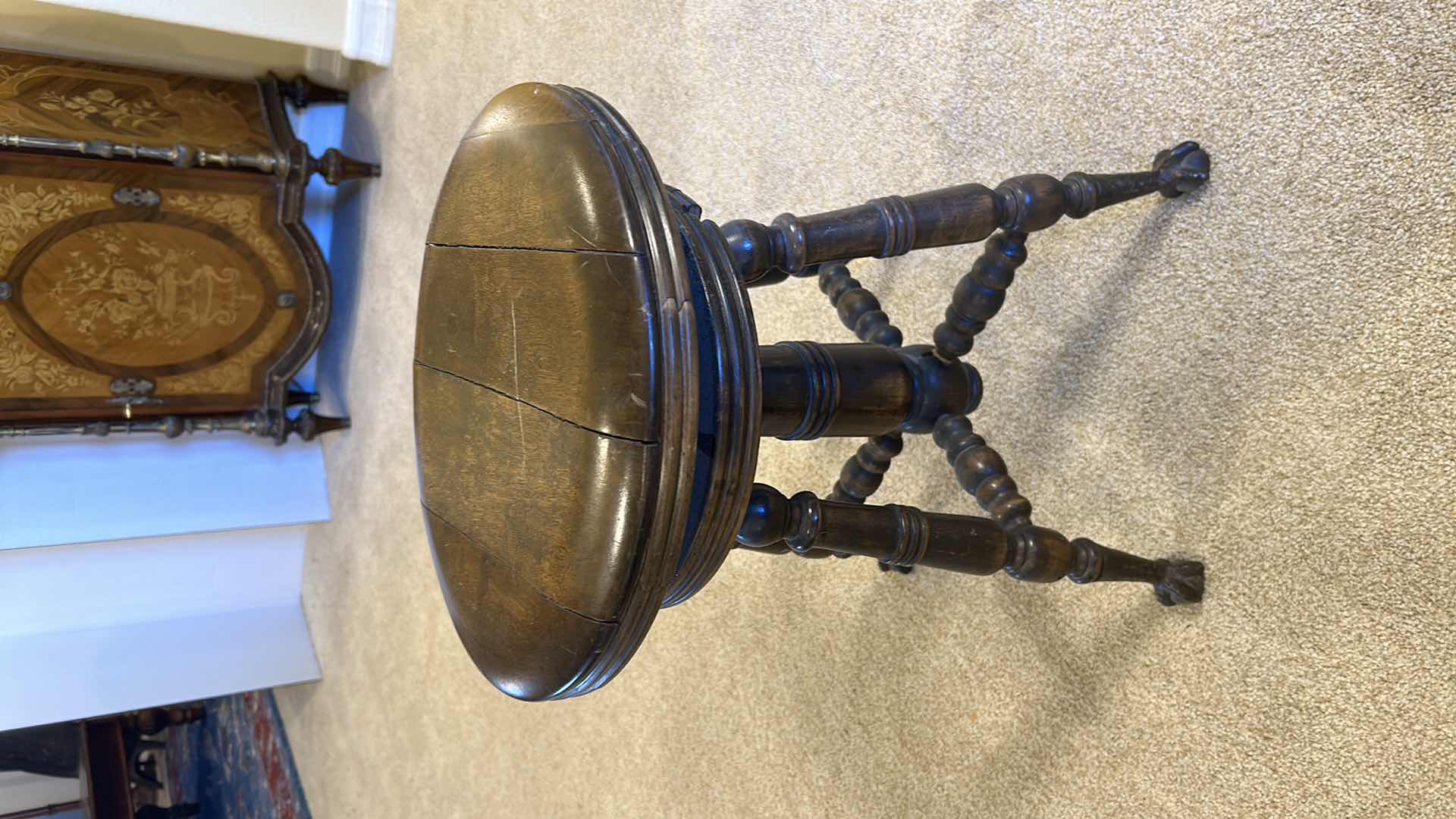 Photo 1 of VINTAGE WALNUT CLAW AND BALL FOOT PIANO STOOL