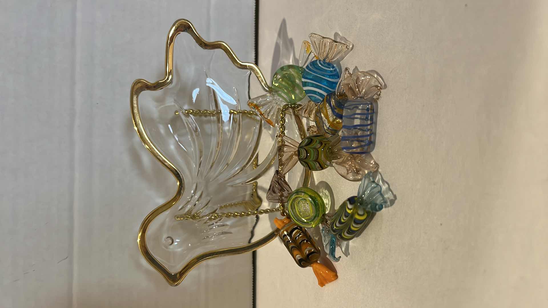 Photo 1 of GLASS DOVE CANDY DISH W GLASS WRAPPED CANDIES