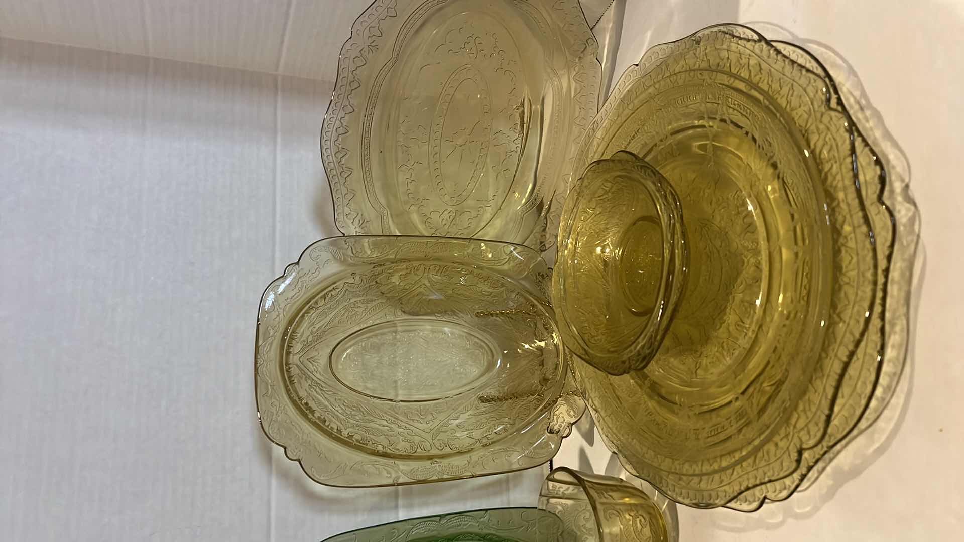 Photo 3 of 13 PCS- VINTAGE YELLOW & GREEN GLASS