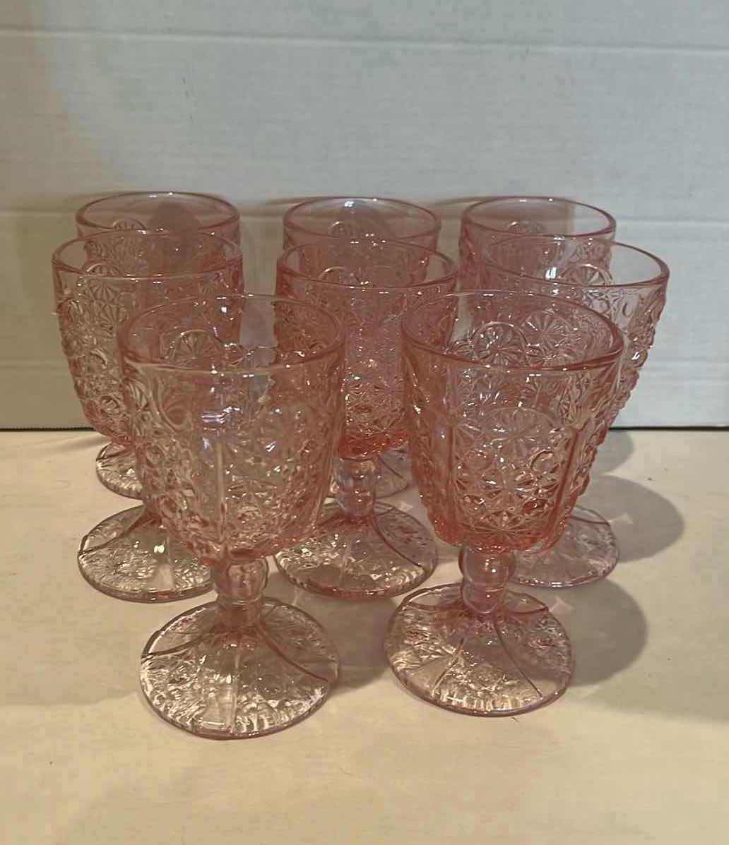 Photo 1 of 8-VINTAGE PINK CRYSTAL STEMWARE