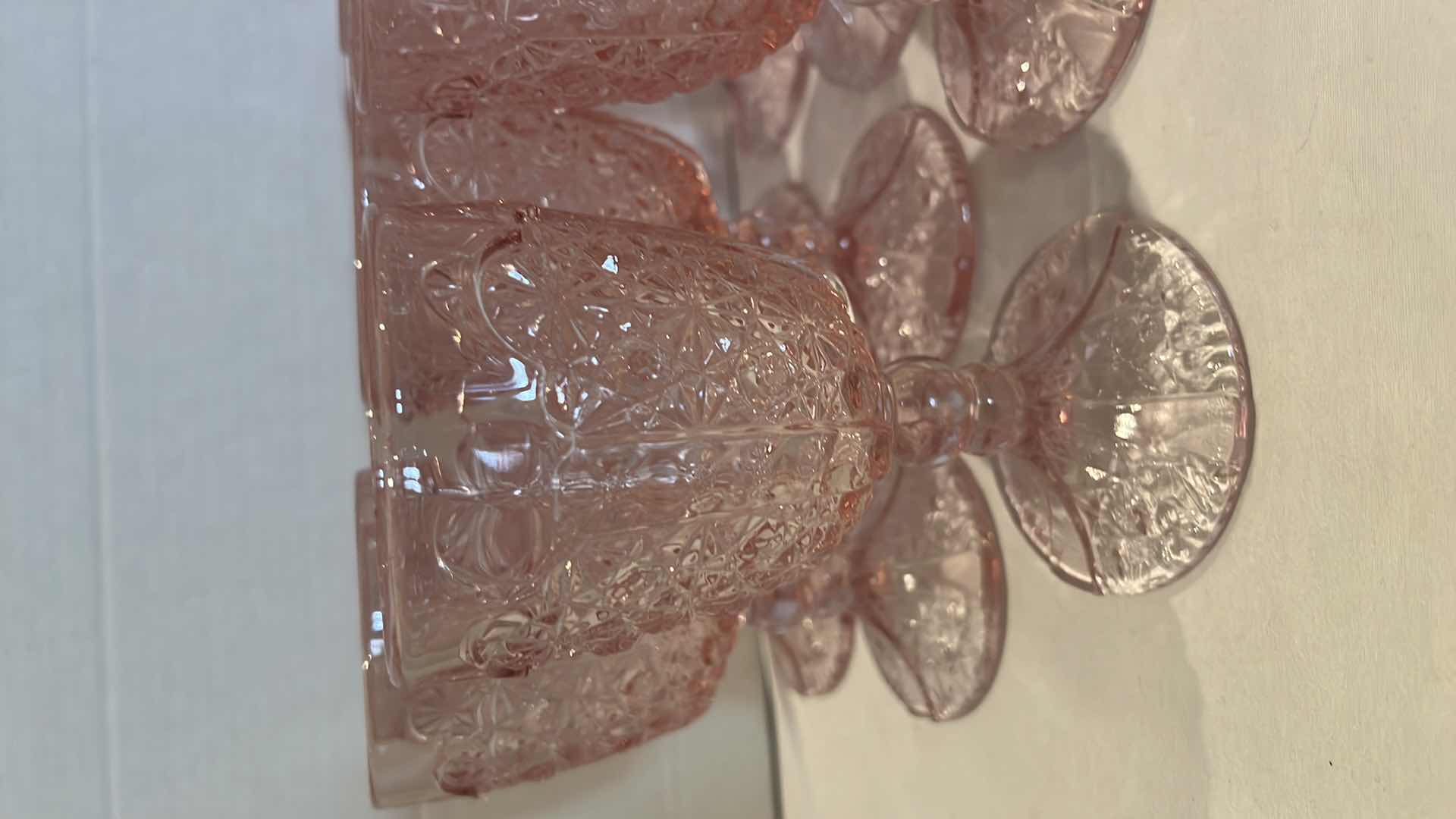 Photo 2 of 8-VINTAGE PINK CRYSTAL STEMWARE