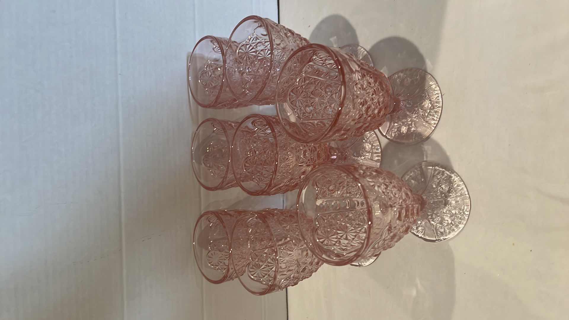 Photo 4 of 8-VINTAGE PINK CRYSTAL STEMWARE