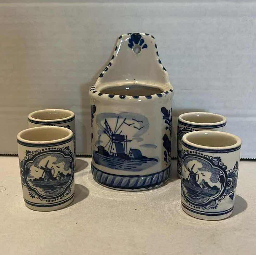 Photo 1 of 5 PCS-BLUE PORCELAIN HAND PAINTED HOLLAND SET