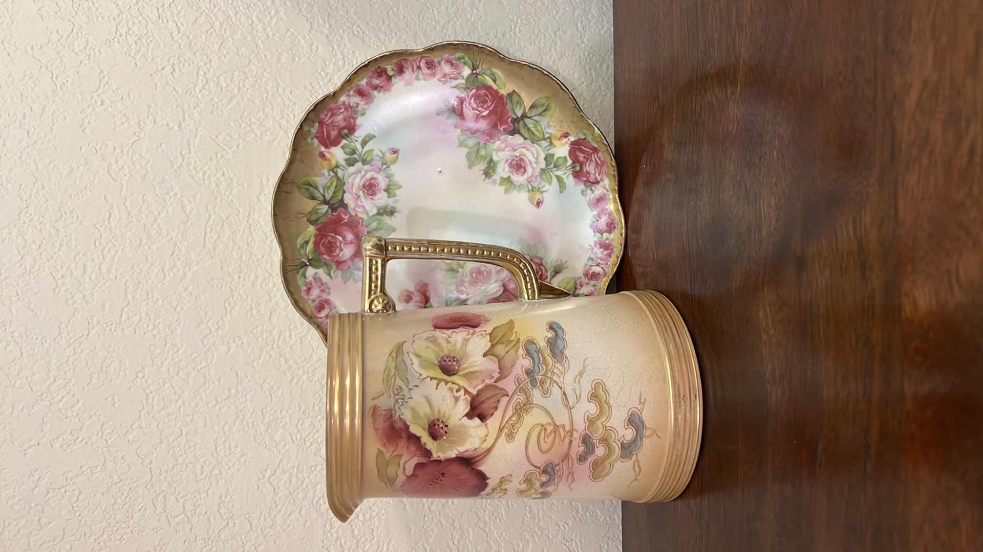 Photo 1 of PORCELAIN FLORAL PITCHER & PLATE