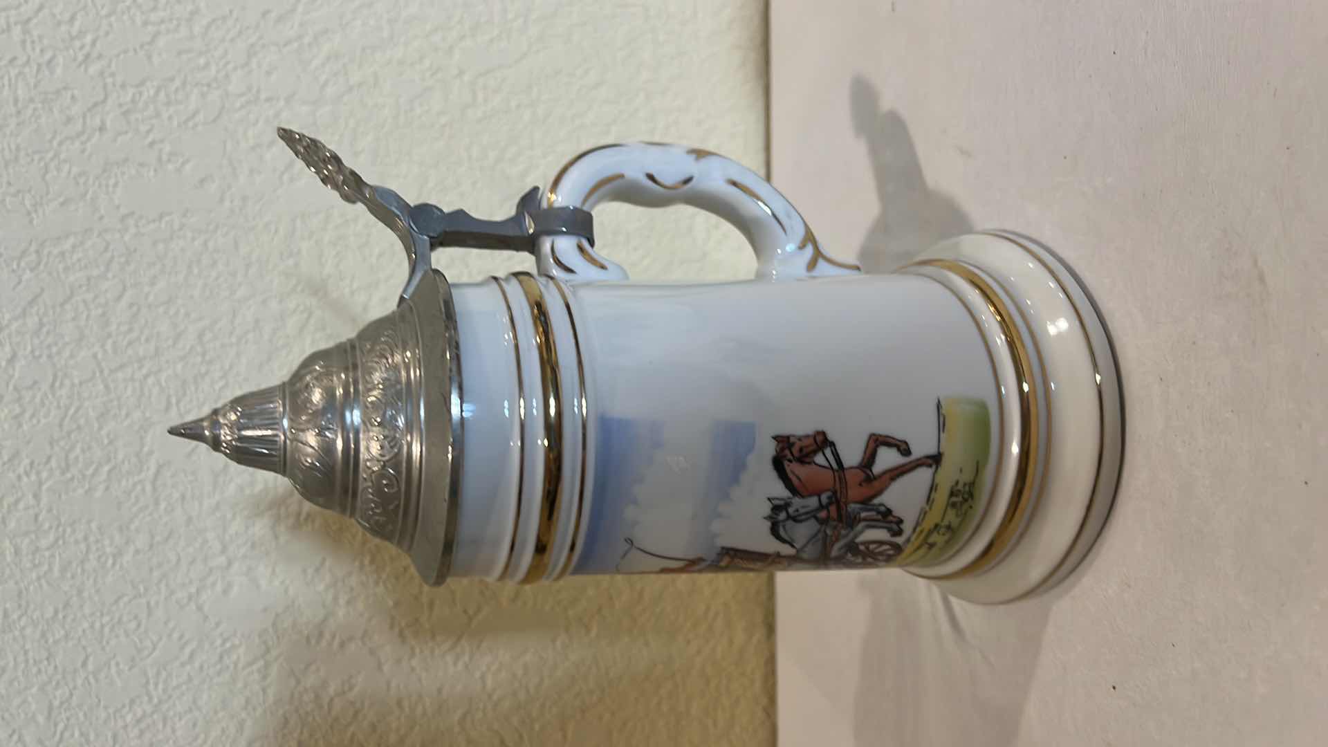 Photo 2 of COLLECTIBLE PORCELAIN W PEWTER GERMAN BEER STEIN H9.5"