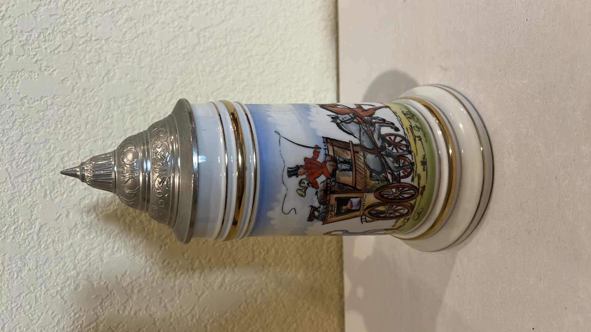 Photo 1 of COLLECTIBLE PORCELAIN W PEWTER GERMAN BEER STEIN H9.5"