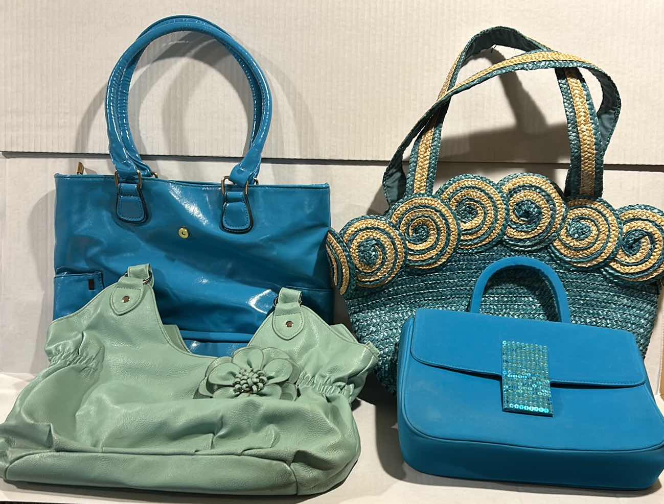 Photo 1 of 4-BLUE & GREEN COLORFUL HANDBAGS