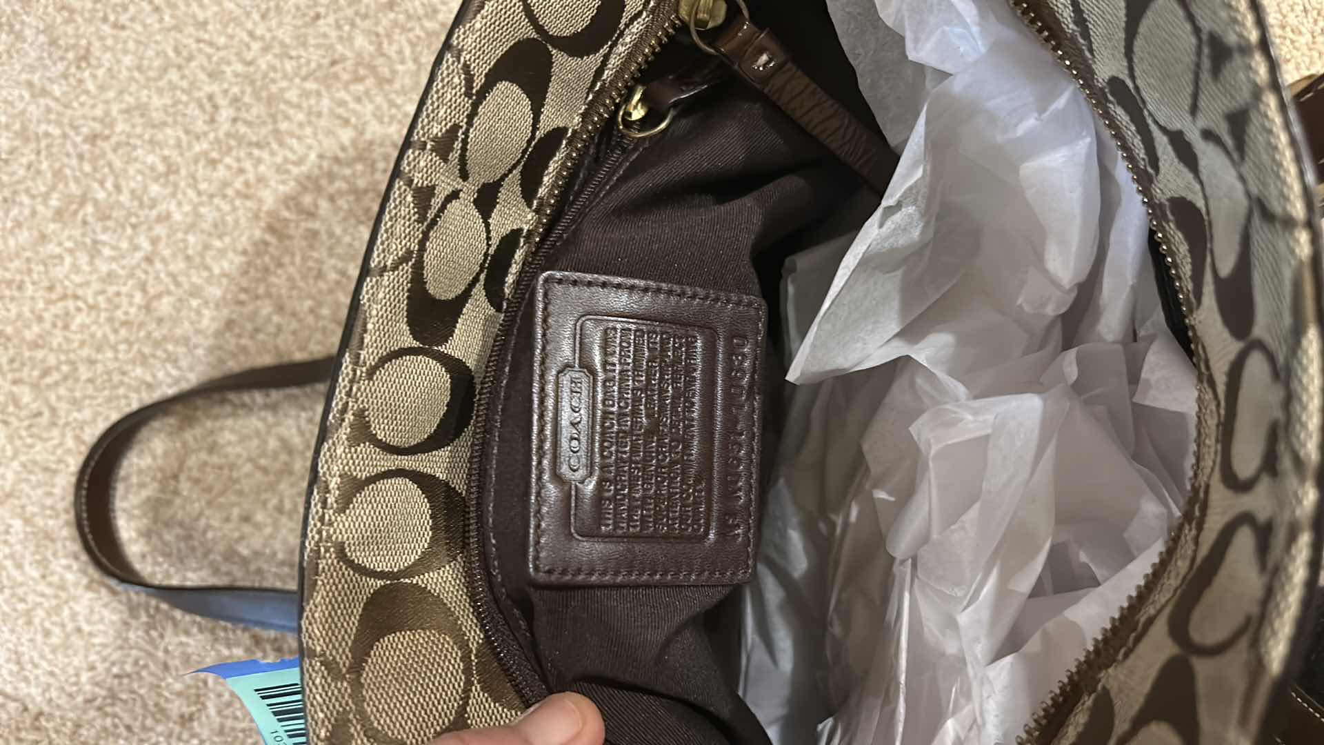 Photo 5 of COACH SIGNATURE GALLERY TAN BROWN CANVAS LEATHER SUEDE TOTE BAG