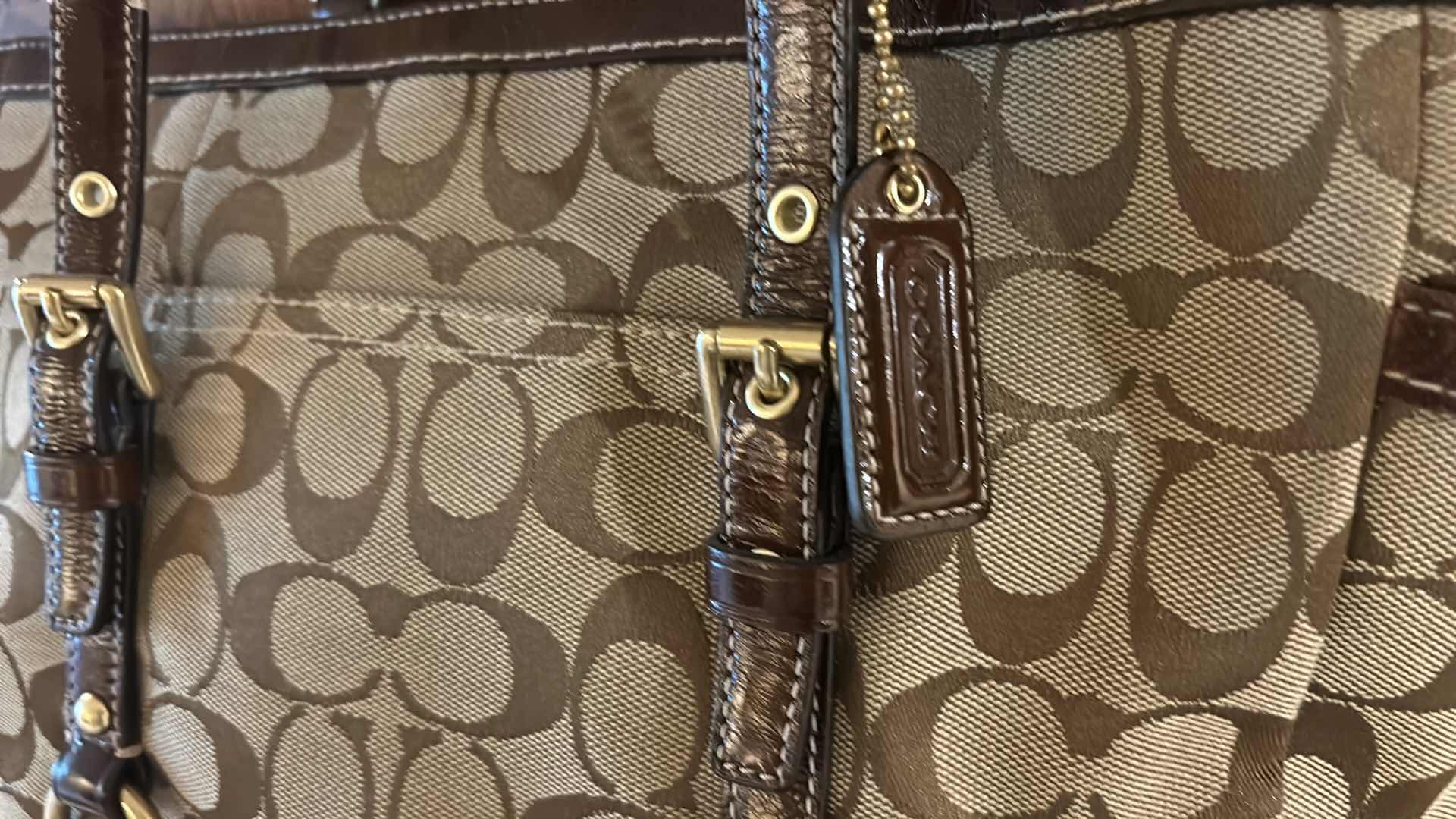 Photo 4 of COACH SIGNATURE GALLERY TAN BROWN CANVAS LEATHER SUEDE TOTE BAG