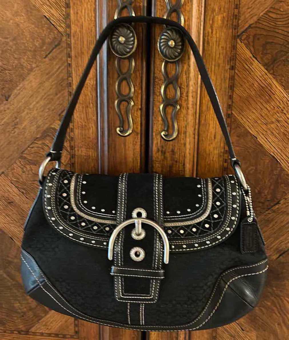 Photo 1 of COACH F11517 STUDDED SOHO SIGNATURE C BLACK SHOULDER BUCKLE HANDBAG