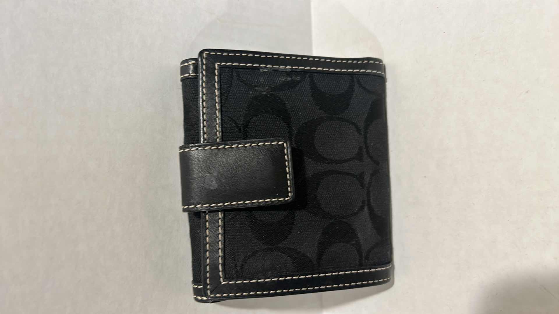 Photo 4 of COACH LARGE BLACK ACCORDION ZIP SIGNATURE JACQUARD WALLET, COACH SIGNATURE BLACK BI-FOLD WALLET