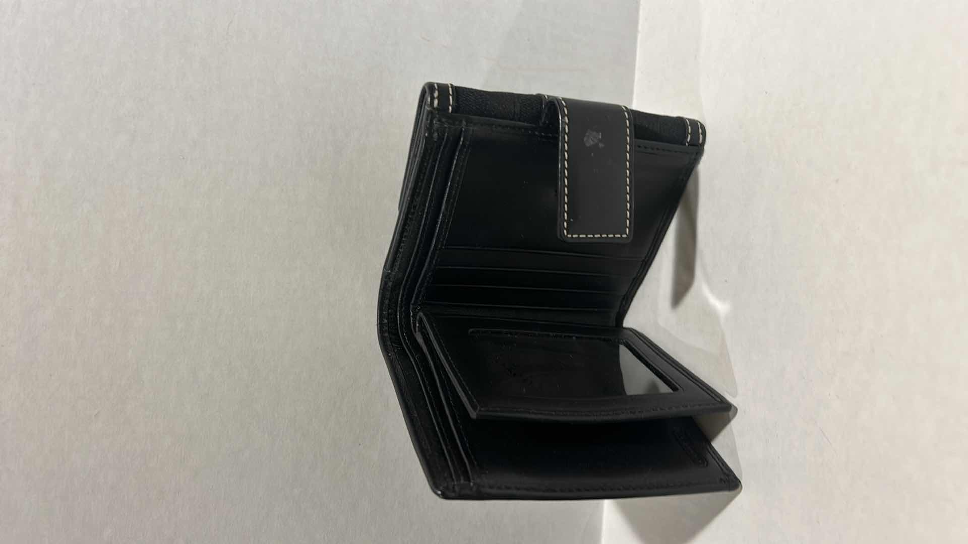 Photo 5 of COACH LARGE BLACK ACCORDION ZIP SIGNATURE JACQUARD WALLET, COACH SIGNATURE BLACK BI-FOLD WALLET