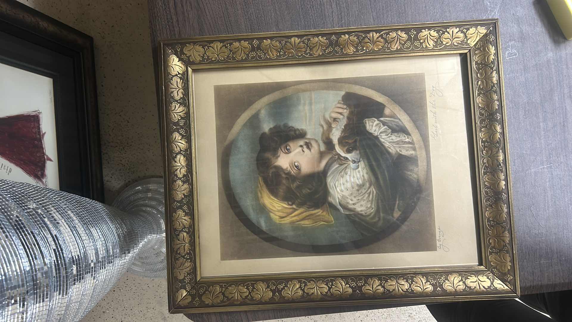 Photo 10 of VINTAGE WOOD FRAMED WITH GOLD ACCENTS, “GIRL WITH HER DOG” ARTWORK SIGNED BY JEAN-BAPTISTE GREUZE (1725-1805) 16 1/4“ x 20.75" CURRENTLY LISTED ON EBAY FOR $9,000