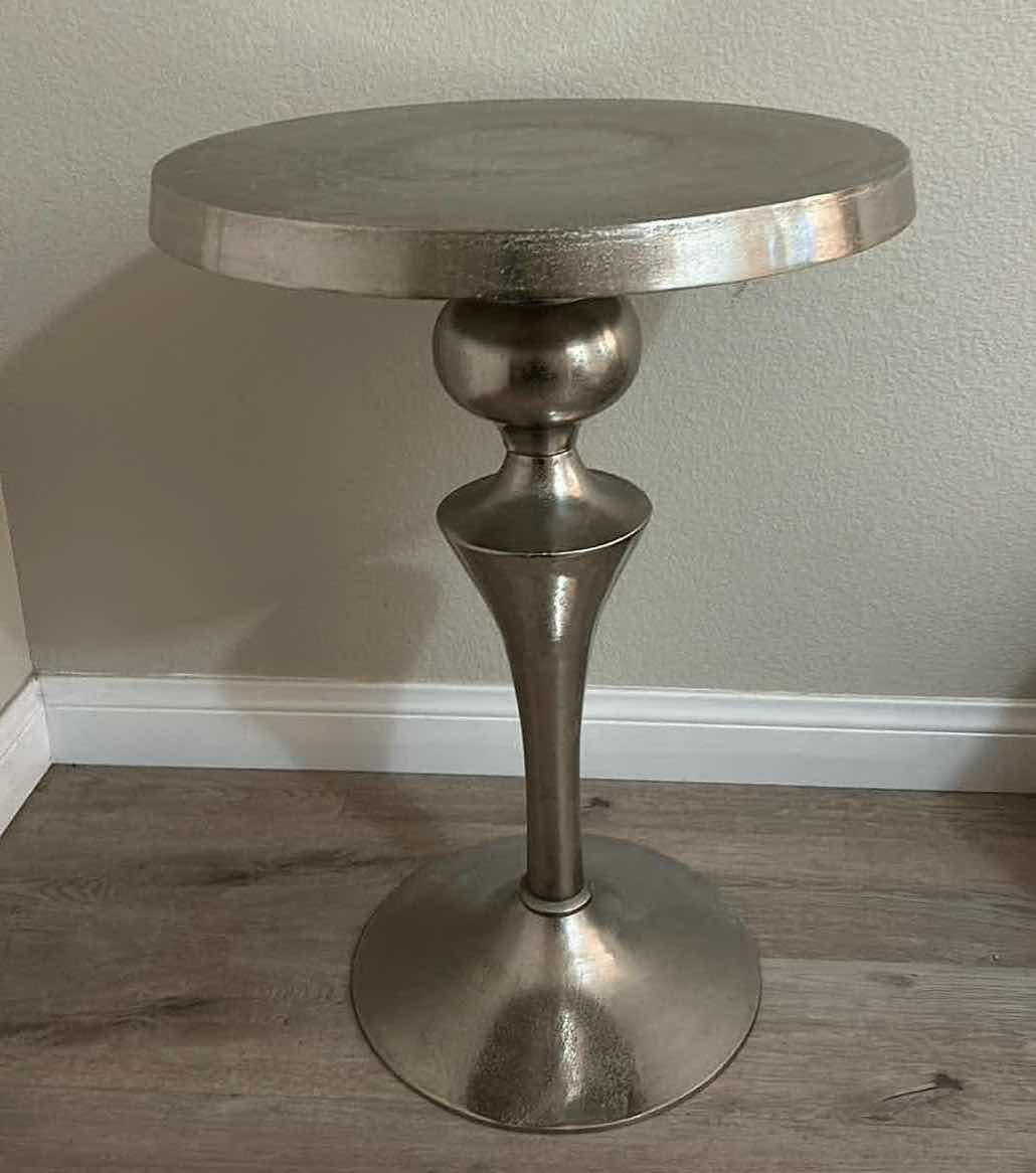 Photo 3 of UTTERMOST NOLAND ACCENT TABLE SILVER METAL SIDE TABLE FROM LEMONTREE HOME DESIGN 21” x 29 1/2”