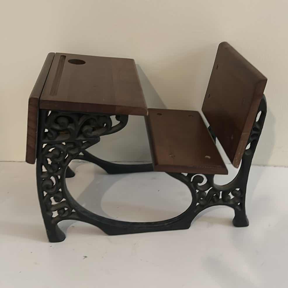 Photo 2 of VINTAGE WROUGHT IRON AND WOOD MINIATURE CHILDREN’S DESK 
12” x 8 1/2”