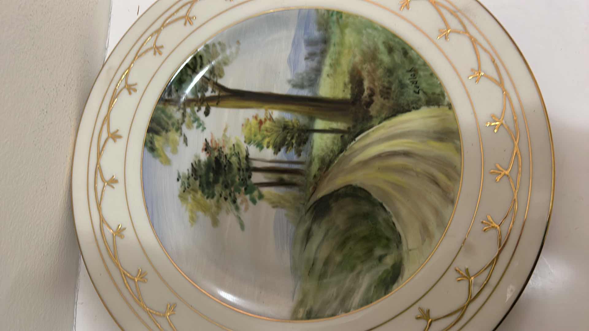 Photo 3 of HOME DECOR- 2 10.5” LA MIEUX CHINA PLATES, HAND PAINTED, 24 KARAT GOLD EMBELLISHED