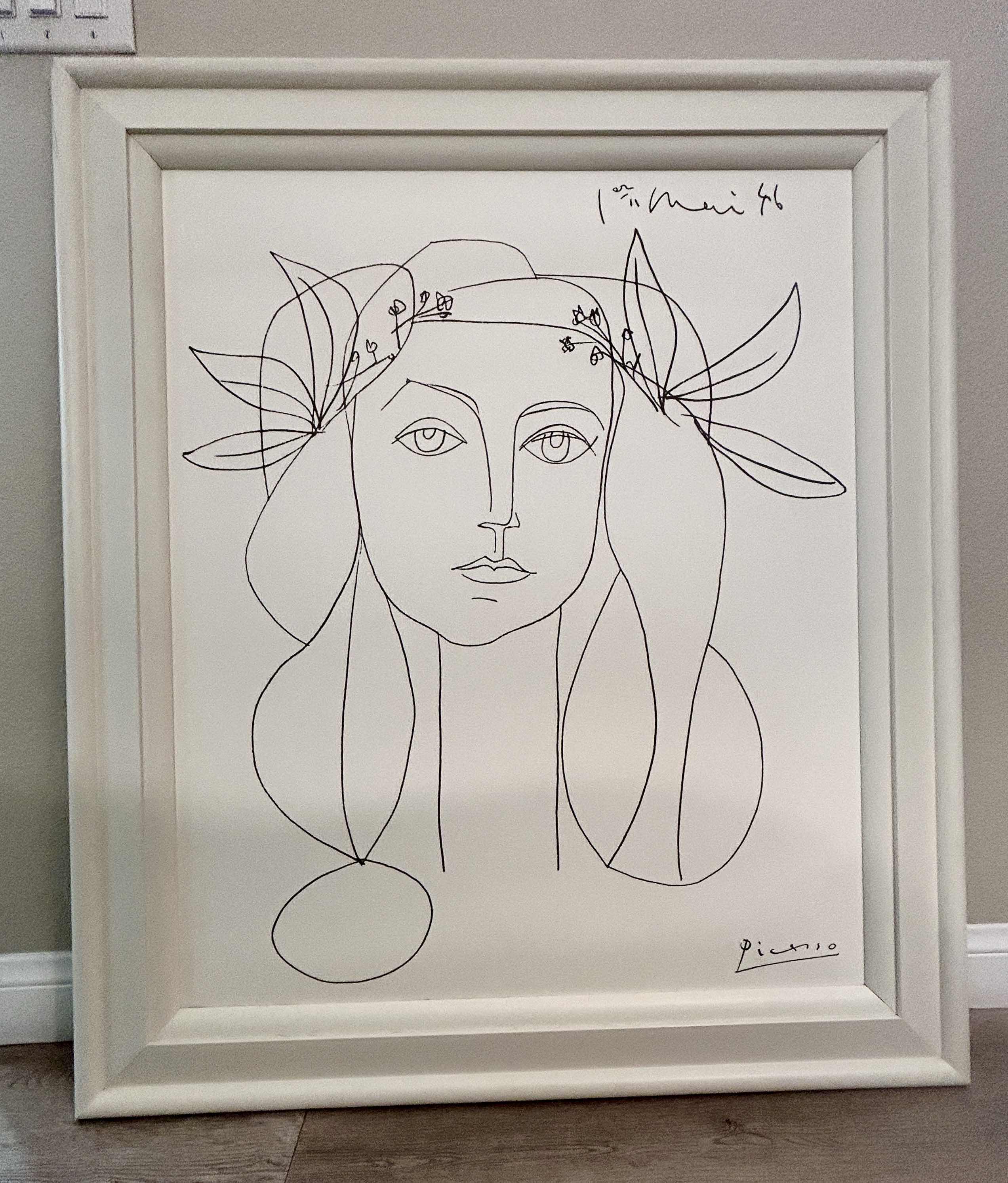 Photo 1 of WHITE PAINTED WOOD FRAMED PICASSO ARTWORK FROM THE WYNN 36 1/2” X H 43”