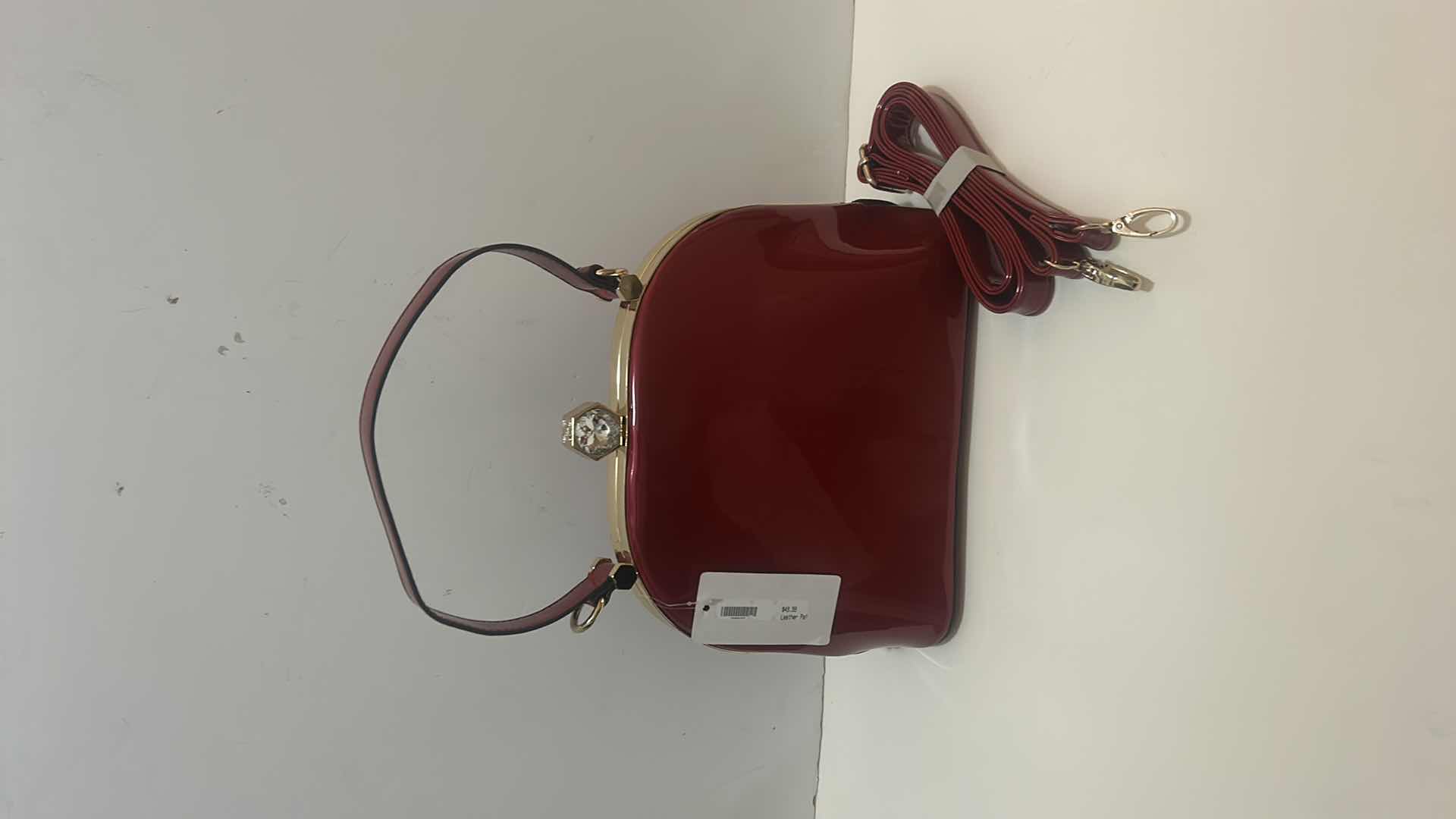 Photo 3 of NEW RED PATENT LEATHER HANDBAG WITH EXTRA STRAP