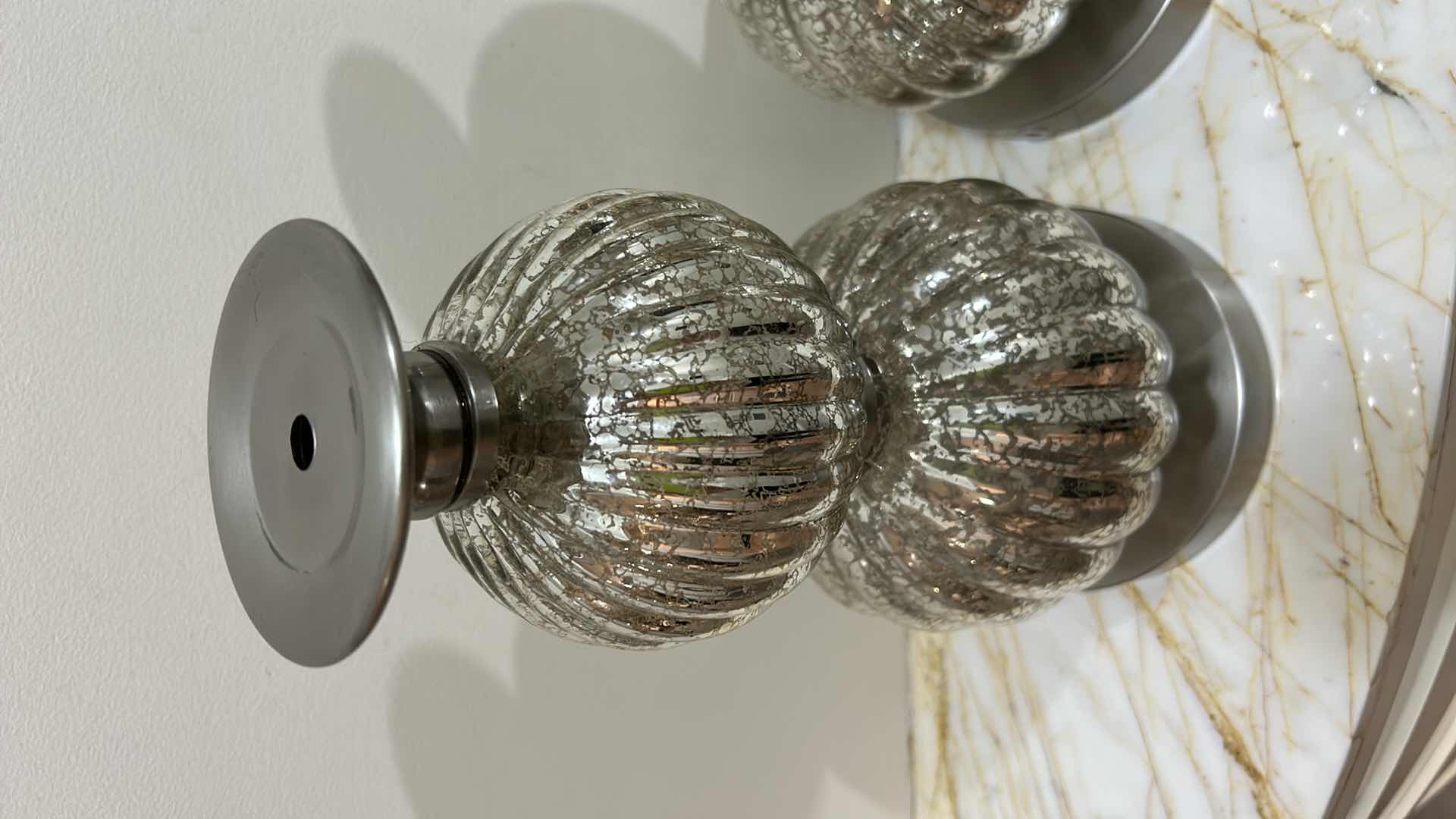 Photo 2 of HOME DECOR - 2 RESTYLED CANDLE HOLDERS FROM LAMP BASES  H 12.5”