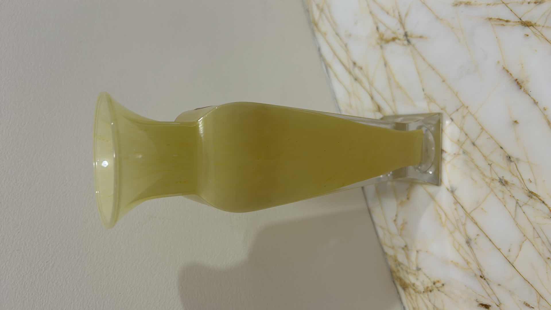 Photo 2 of HOME DECOR - ARTE MURANO ITALY, YELLOW GLASS VASE H 8.25”