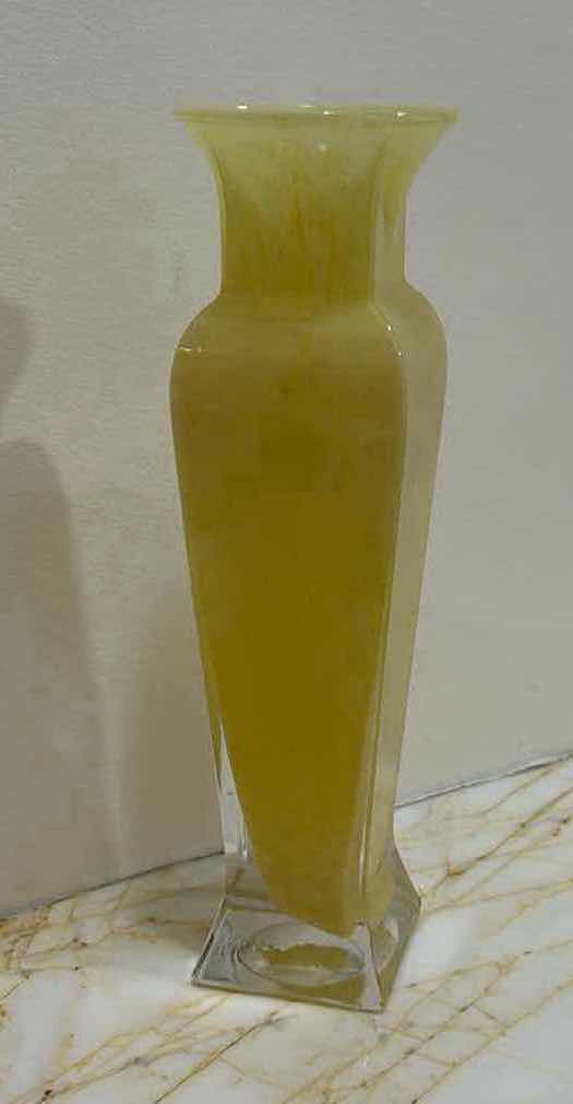 Photo 1 of HOME DECOR - ARTE MURANO ITALY, YELLOW GLASS VASE H 8.25”