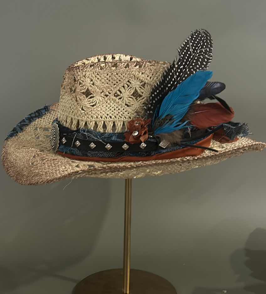 Photo 1 of NEW CUSTOM DESIGNED STRAW COWGIRL HAT (ADJUSTABLE)