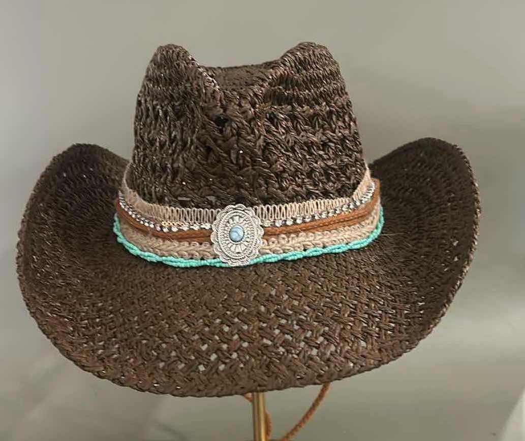 Photo 2 of NEW CUSTOM DESIGNED STRAW COWGIRL HAT (ADJUSTABLE)