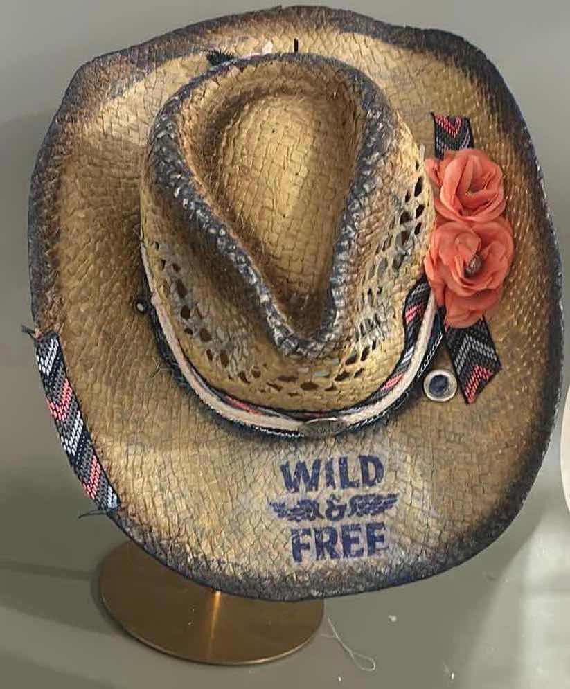 Photo 3 of NEW CUSTOM DESIGNED STRAW COWGIRL HAT (ADJUSTABLE)