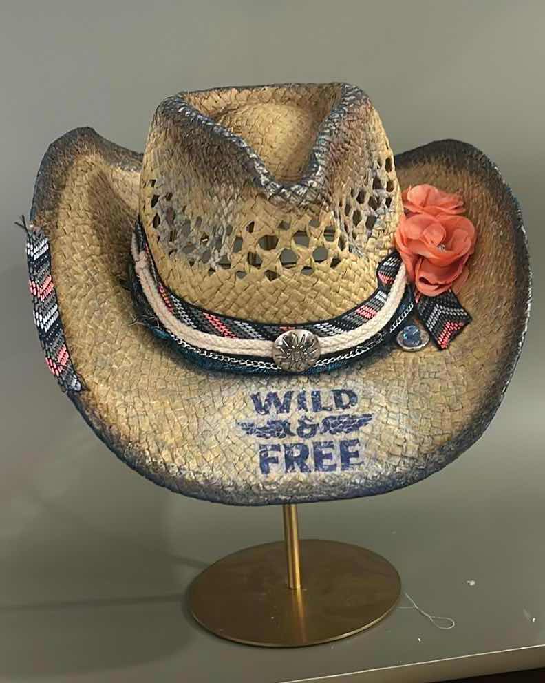 Photo 1 of NEW CUSTOM DESIGNED STRAW COWGIRL HAT (ADJUSTABLE)