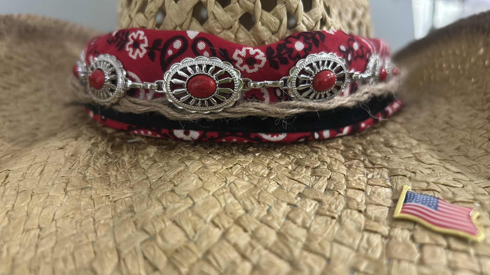 Photo 3 of NEW CUSTOM DESIGNED STRAW COWGIRL HAT (ADJUSTABLE)