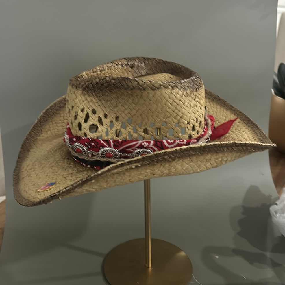 Photo 2 of NEW CUSTOM DESIGNED STRAW COWGIRL HAT (ADJUSTABLE)